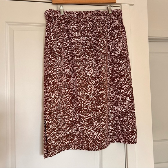J. Crew Spotted Animal Print Midi Skirt Women’s Large Brown Cream Western Career - Picture 7 of 10